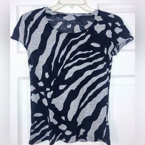 XS ANN TAYLOR/Merino Wool black/gray/animal print/sweater/work/office